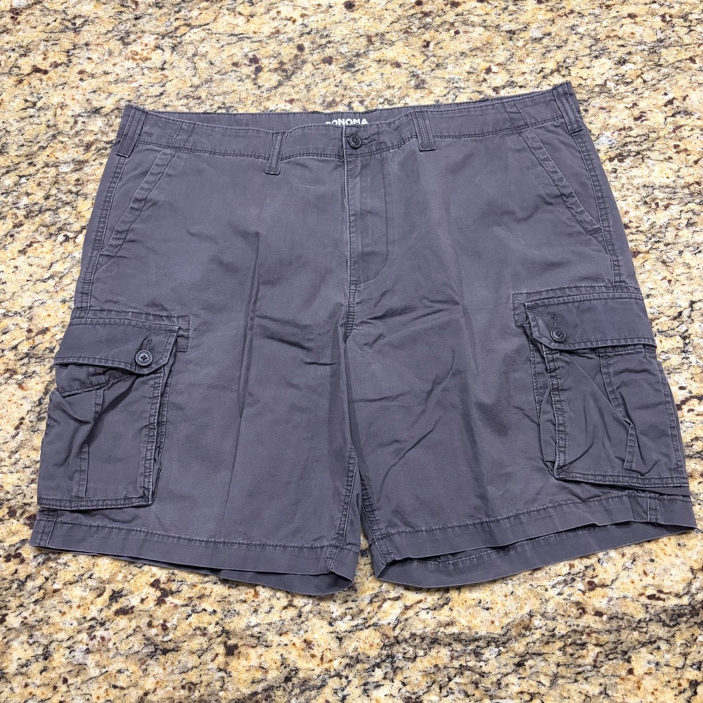 Sonoma Goods for Life Mens Gray Cotton Cargo Shorts Size 46
